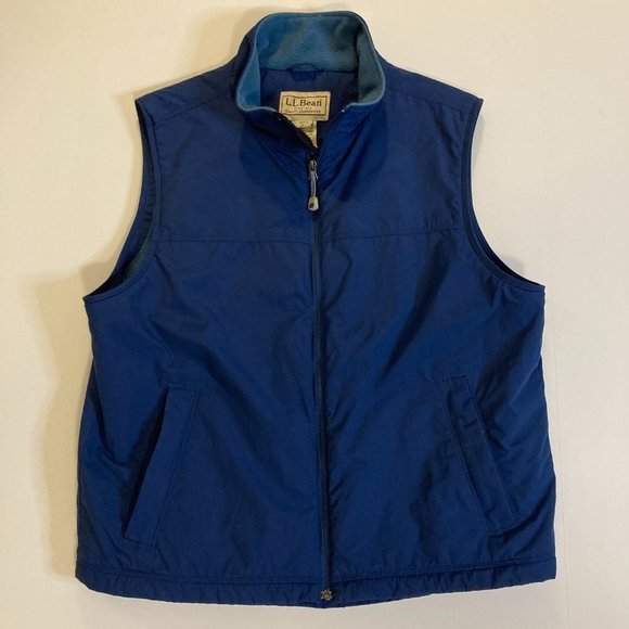 L.L. Bean Other - L.L. Bean Blue Fleece Lined Outdoorsman Vest 100% Nylon Size Large